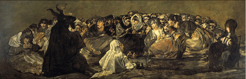 El aquelarre o El gran cabrón (1820-1823) Goya. Óleo sobre revestimiento mural trasladado a lienzo (Museo del Prado)